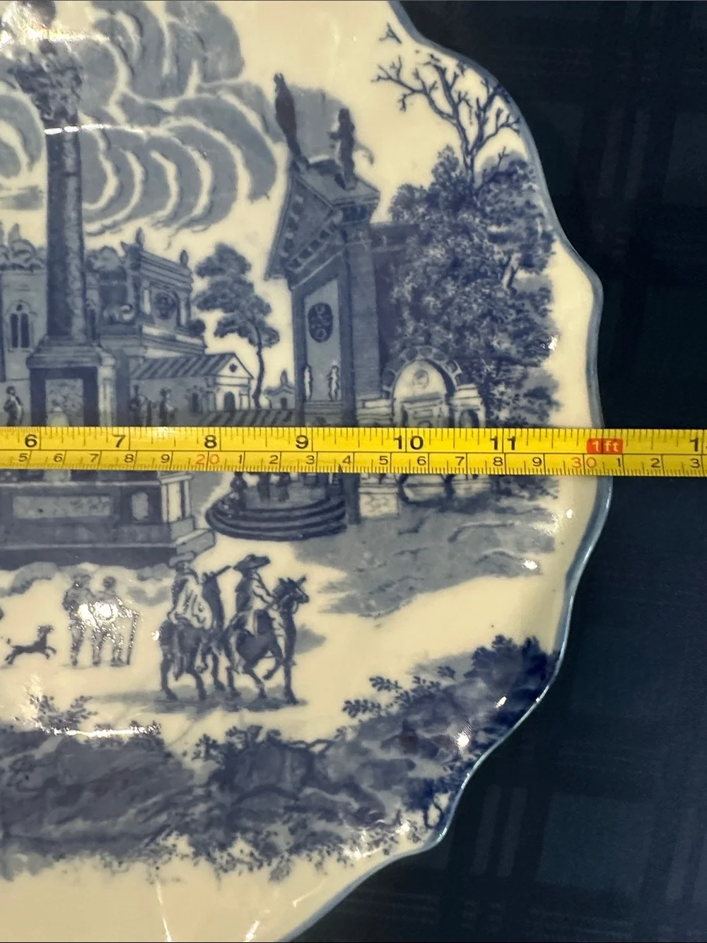 Vintage. Victoria Ware Ironstone Blue Town Scene Large Plate/Charger